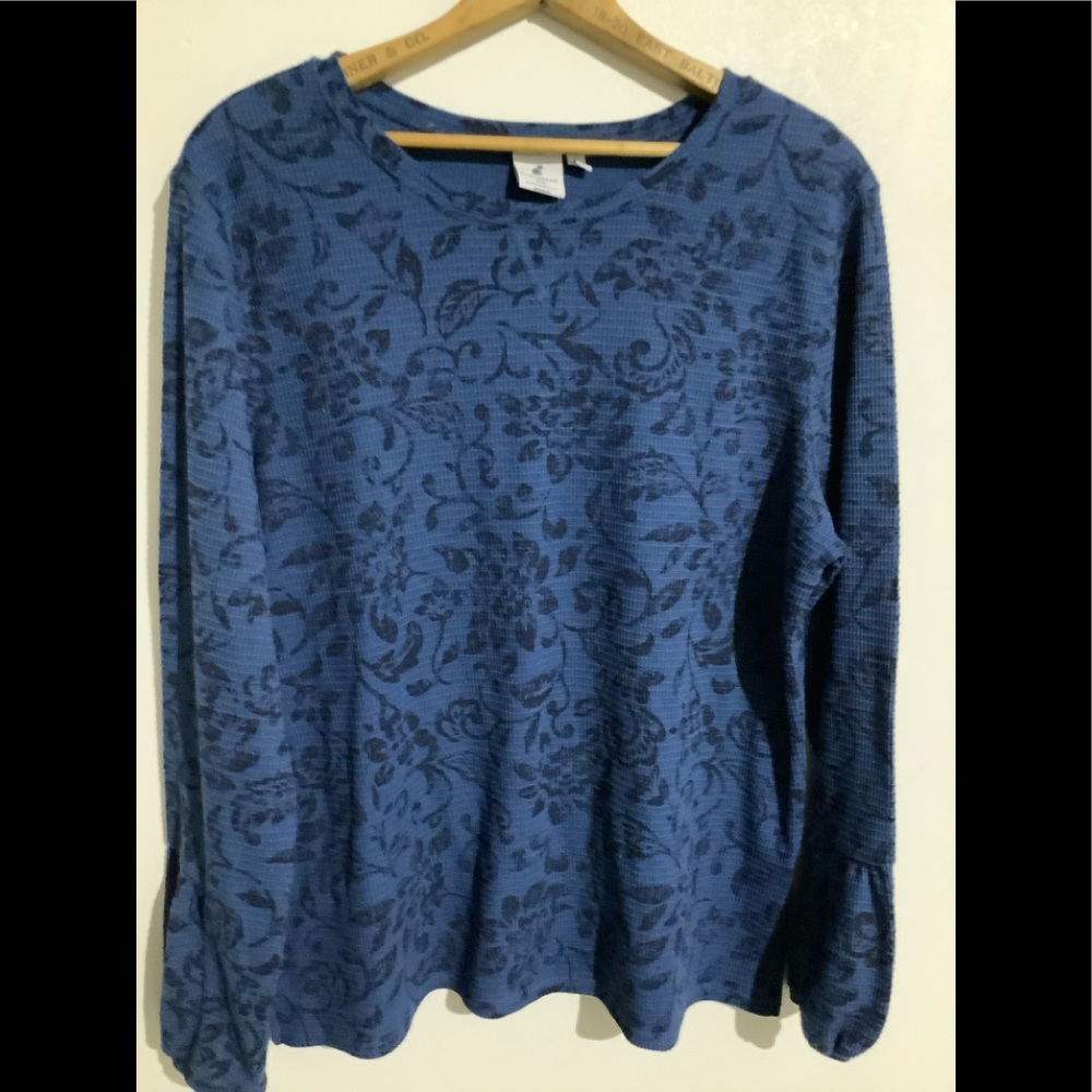 Ladies Pull Over Top, Size 2X, Caribbean Joe, Blue and Dark Blue